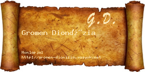 Gromen Dionízia névjegykártya